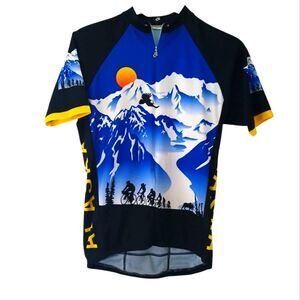 Alaska Cycling Free Spirit Coastal Cycling Jersey Pockets 3/4 Raglan Sleeves Med